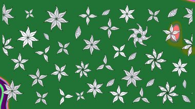 Güzel kumaş deseni. Raster illüstrasyonundaki çiçek desenli çizim. Yeşil renklerde. Raster illüstrasyonu.