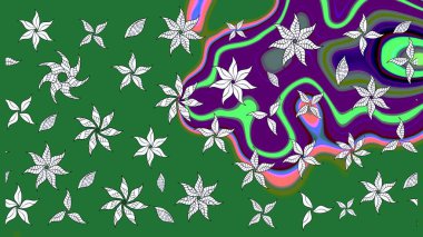 Yeşil renkli çiçekler. Düz Çiçek Elementleri Tasarımı. Çiçekli çizim şekli. Renkli Bahar Teması çizim şablonu.