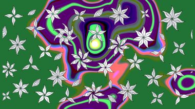 Raster illüstrasyonu. Çizim çiçek deseni duvar kâğıdı olarak kullanılabilir. Yeşil renkte çiçekler.