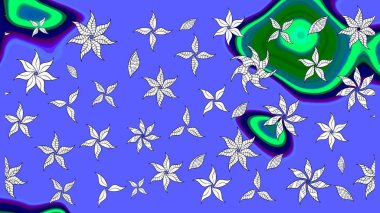 Çiçek mavisi eskiz deseni. Klasik taslak çizimi. Raster Yumuşak kumaş deseni. Raster çiçek izi..