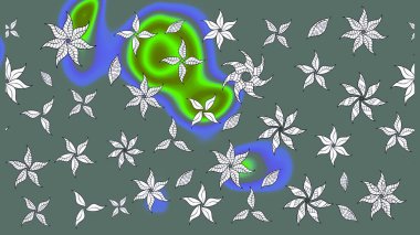 Renkli Bahar Teması eskiz kalıbı. Düz Çiçek Elementleri Tasarımı. Raster illüstrasyonu. Şirin çiçek elementleri. Çizim deseni Modaya uygun kumaş deseni.