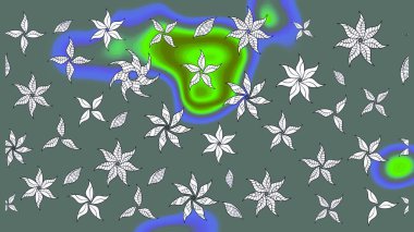 Düz Çiçek Elementleri Tasarımı. Raster illüstrasyonu. Çiçek deseni. Chichi 'nin kumaş kalıbını çiz. Renkli Bahar Teması çizim şablonu.