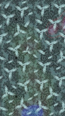 Renkli Yaz Temalı eskiz kalıbı. Raster Illustrasyon 'daki Çiçek Deseni' nin son moda çizimi. Düz Çiçek Elementleri Tasarımı. Tarafsız renklerde çiçekler.