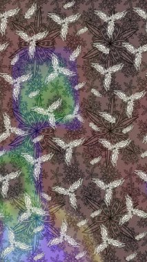 Raster düz çiçek çizim deseni. Kahverengi renkli çiçekler. Tasarım hediye paketi, tebrik kartları, posterler ve afiş tasarımı.