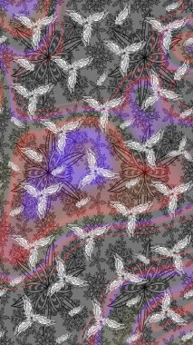 Çiçekli çiçek deseni, suluboya. Süslü kumaş deseni. Raster deseni.