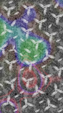 Düz Çiçek Elementleri Tasarım Raster illüstrasyonu. Gri renkli çiçekler. Renkli Bahar Teması eskiz kalıbı. Çiçek eskiz kalıbı geçmişi.