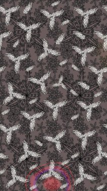 Gri renkli şirin çiçek deseni. Düz Çiçek Elementleri Tasarımı. Raster Modaya uygun kumaş deseni. Renkli Bahar Teması çizim şablonu.