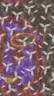 Raster illüstrasyonu. El çizimi çiçekli soyut çizim kalıbı. Kahverengi renkte çiçekler.