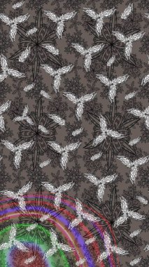 Renkli Yaz Temalı eskiz kalıbı. Gri renkli çiçekler. Düz Çiçek Elementleri Tasarımı. Çiçekli retro deseni çiz.