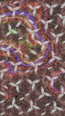 Arkaplan dokusu, duvar kağıdı, kahverengi renkli çiçek teması. Kabile sanatı boho baskısı, klasik çiçek arkaplanı. Soyut etnik raster çizim kalıbı.