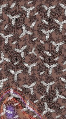 Raster Moda kumaş deseni. Çizgi çizimi kalıbı. Şirin çiçekler..