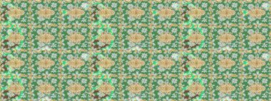 Şık bir grafik desen. Skeç raster arka planı. Yeşil renkte altın elementler. Duvar kâğıdı barok, İspanyol kumaşı. Çiçek deseni.