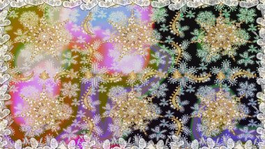 Altın antika ortaçağ dekoratifi, yapraklar ve tarafsız renklerde altın desenli süslemeleri olan dikişsiz bir şablon. Kusursuz kraliyet lüksü, altın barok kumaş rengi..