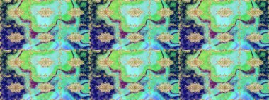 Damask arka planı tekrarlıyor. Barok tarzında altın çiçek süsü. Antika altın tekrarlanabilir duvar kağıdı. Mavi renklerdeki altın element.