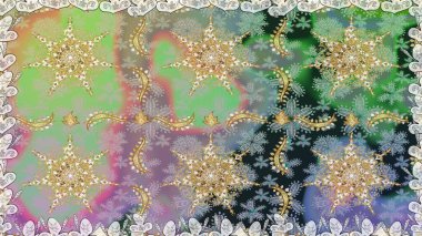 Kusursuz altın desen. Raster altın çiçek süsü brokar kumaş ve cam desenli. Tarafsız renkler ve altın elementler. Çiçek desenli altın metal..