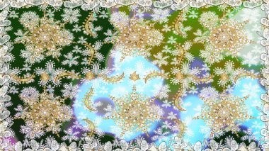 2019 Noel 'i, kar tanesi, yeni yıl. Tarafsız renklerde, altın elementlerle klasik, pürüzsüz desen.