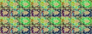 Duvar kâğıdı barok, İspanyol kumaşı. Skeç raster arka planı. Çiçek deseni. Yeşil renkte altın elementler. Şekil grafik deseni.