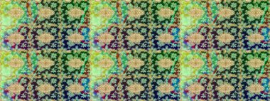 Raster oryantal süs. Altın elementlerle yeşil renklerde altın desen. Barok tarzında eskiz oryantal süsü. Geleneksel klasik altın desen.