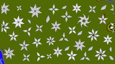 Yeşil renkte çiçek çizimi. Çiçek deseni. Raster illüstrasyonu. Yeşil renkli çiçekler. Şatafatlı bahar bahçesi dokusu.