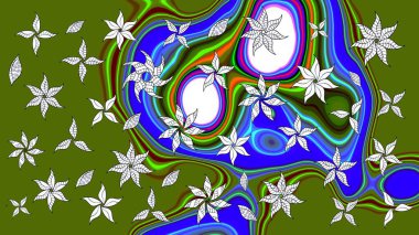 Raster illüstrasyonu. Küçük çaplı çiçeklerdeki basit şirin desenler. Tekstil veya kitap kapakları, imalat, duvar kağıtları, baskı, hediye paketi ve yapıştırma kitabı için çiçek eskiz geçmişi.