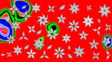 Kırmızı çiçekli eskiz deseni, suluboya çiçek deseni, sevimli çiçek, duvar kağıdı, kart ya da kumaş için fayanslı. Raster - stok.