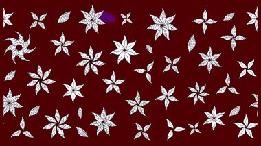 Düz Çiçek Elementleri Tasarımı. Renkli Bahar Teması eskiz kalıbı. Kırmızı renkte çiçekler. Çiçekle çizim deseni.