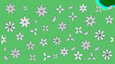 Çiçekli çiçek deseni, suluboya. Düz Çiçek Elementleri Tasarım Raster illüstrasyonu. Yeşil renkli çiçekler. Renkli Bahar Teması Eskiz Şablonu.