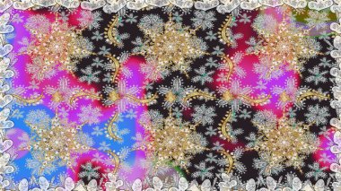 Çizgi sanatı tasarım şablonu için kusursuz sınır. Davetiyeler, kartlar, web sayfası için Raster illüstrasyon. Altın desenli çiçek dekoru. Doğu tarzı element. Gri renklerdeki altın element.