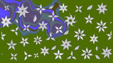 Raster çiçek desenleri çiziyor. Vadinin yeşil renkli çiçekleri.