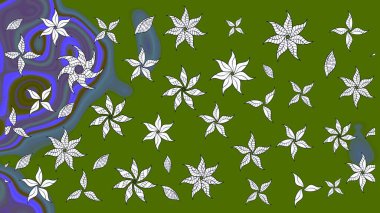 Yeşil renkli çiçekler. Elle boyanmış suluboya resim çizimi çiçekler ve bitkiler.