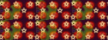 Kahverengi, kırmızı ve turuncu renkli kar taneleri. Raster illüstrasyonu. Renkli arka planda izole tatlı kar taneleri.