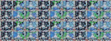 Renkli Yaz Temalı Kusursuz Arkaplan. Sevimli çiçek raster deseni. Mavi renkli çiçekler. Düz Çiçek Elementleri Tasarımı.