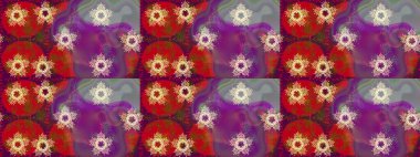 Kar tanesi süsü Raster illüstrasyonu. Kar taneleri izole edildi. Mor, kırmızı ve kahverengi renkte kar tanesi süsü. Güzel süs eşyası..