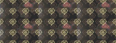 Kusursuz ortaçağ çiçek deseni. Dekoratif simetri arabesk. Gri, kahverengi ve yeşil renklerde altın. Doğum günü kartı, davetiye ya da afiş için iyidir. Raster illüstrasyonu.