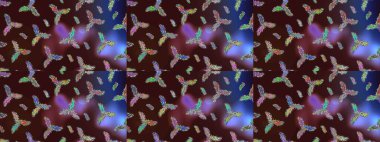 Kahverengi, mor ve mavi renkli kar taneleri. Noel stili. Raster illüstrasyonu.