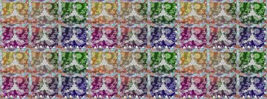 Şirin çiçekli kusursuz desen ve nötr renklerde yapraklar, suluboya çiçekli desen, duvar kağıdı, kart veya kumaş için fayanslı. Raster illüstrasyonu.