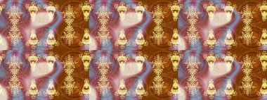 Tekstil için suluboya eskiz deseni. El çizimi çiçek çizimi deseni (fayans). Şirin çiçekli, desenli, kahverengi çizim deseni.