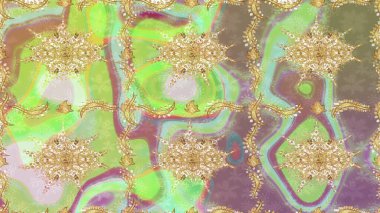 Tarafsız renklerde ve altın elementlerle geleneksel klasik altın raster deseni. Barok tarzında eskiz doğulu süsü..