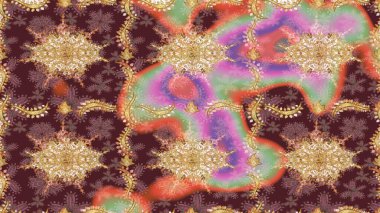 Duvar kâğıdı barok, İspanyol kumaşı. Kahverengi renkler üzerine grafiksel modern çizim deseni. Skeç raster arka planı. Çiçek deseni çizimi.