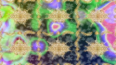 Tarafsız renklerde altın elementli klasik eskiz deseni. Noel 2019, kar tanesi, yeni yıl.