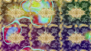 Tarafsız renklerde çizim kalıbı. Çizim altın desenli bukleler. Doğu tarzı arabesk tarzında altın elementler. Raster altın eskiz deseni.