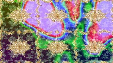 Tarafsız renklerde altın elementlerle Raster eskiz deseni. Tasarım için Damask çizim deseni.