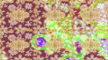 Çiçek süsü kumaş deseni, cam, çiçek desenli altın elementli, nötr renklerde metal. Klasik Raster altın eskiz modeli..