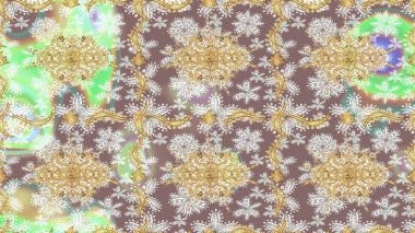 Doğulu stil, altın elementlerle altın rengi nötr renkte arabesk yapar. Kıvrımlı çizimler. Raster altın desen.