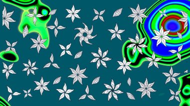 Mavi renkli çiçek desenli çizim. Suluboya tarzında mavi renkte çiçekler.