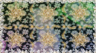 Gri renklerdeki altın elementler. Çiçek deseni. Duvar kâğıdı barok, İspanyol kumaşı. Kusursuz raster arka plan. Şekil grafik deseni.