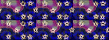 Yumuşak, bahar çiçekleri mavi, mor ve gri renklerde. Raster çiçekleri klasik tarzda çizilmiş. Raster illüstrasyonu. Çiçekli yumuşak çizim deseni.