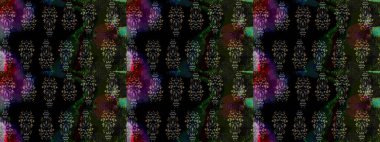 Renkli Yaz Temalı eskiz kalıbı. Siyah renkli çiçekler. Düz Çiçek Elementleri Tasarımı. Raster illüstrasyonunda çiçek deseni çizimi.