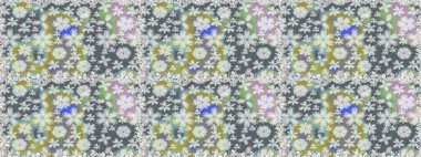 Raster illüstrasyonu. Gri renkli gri papatya deseni. Gri renklerde.