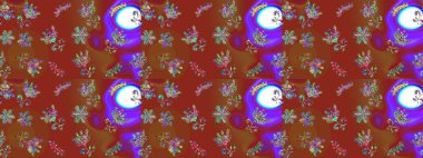 Kar tanesi renkli desen. Snowflakes desen. Raster kar taneleri arka plan. Renk arka plan üzerinde izole soyut kar taneleri ile düz tasarım. Raster illüstrasyon.